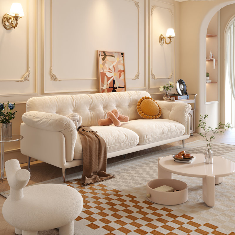 Beige velvet couch sales